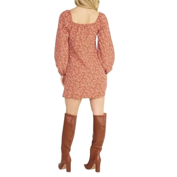 Lush cinnamon floral peasant mini dress size medium - Picture 6 of 10